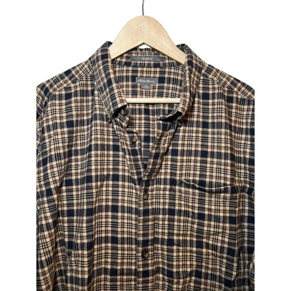 Eddie Bauer Mens Flannel Shirt‎ Relaxed Fit Plaid Long Sleeve Button Up Size XL - Picture 2 of 4